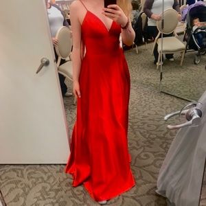 Red Satin Prom Dress